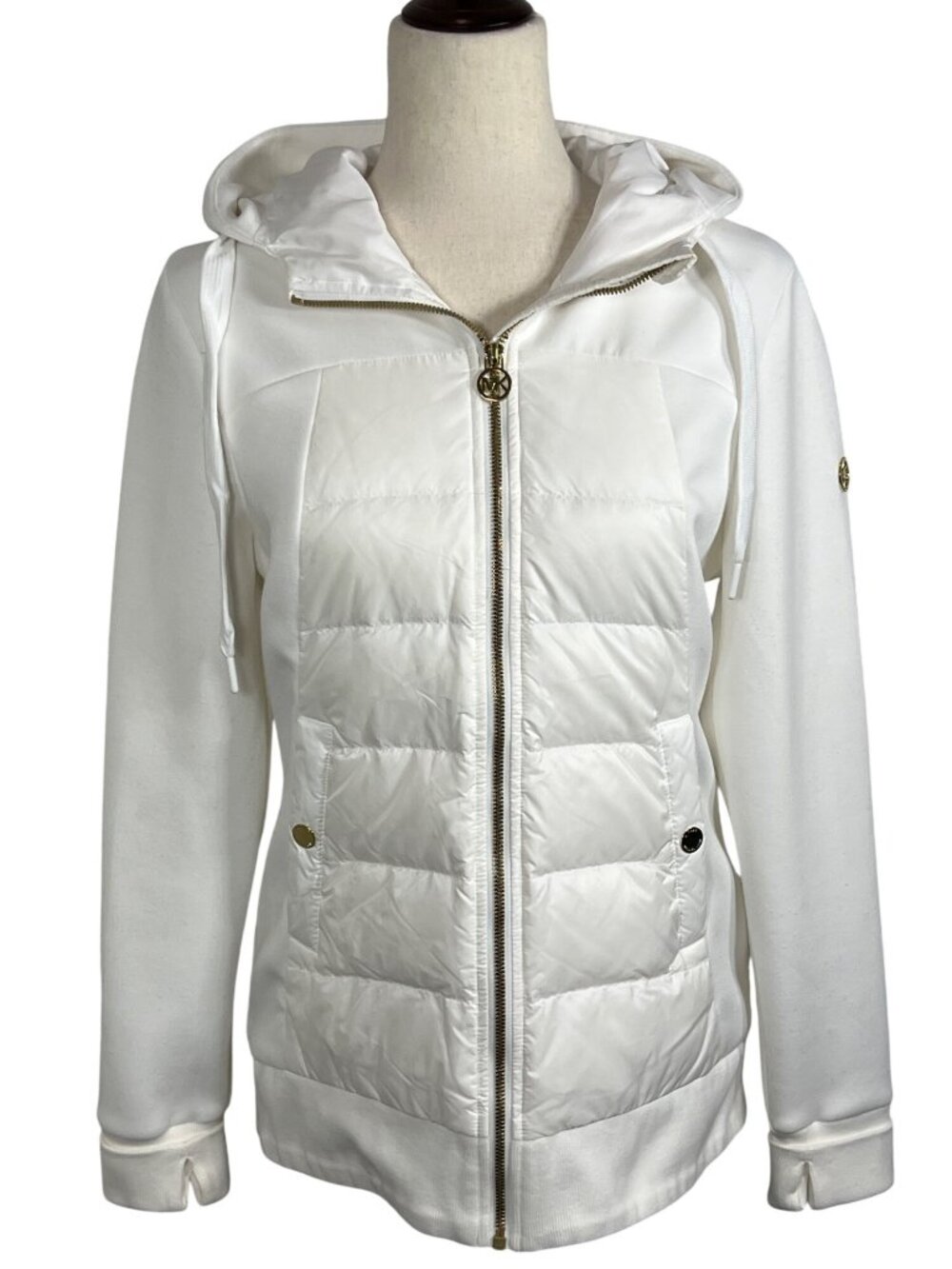 MICHAEL MICHAEL KORS Ladies Hooded Down Puffer Jacket White Sz S EUC